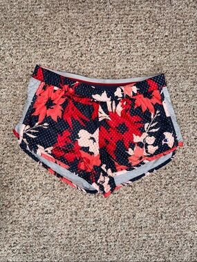 Champion Women's Navy Floral Athletic Shorts with Red and Pink Flowers- NWOT